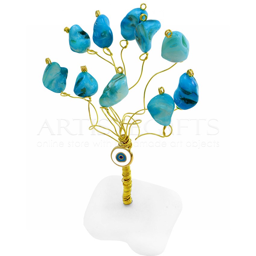 Δέντρο Ζωής Μικρό Με Μπλε Μάτι και Τιρκουάζ Φίλντισι