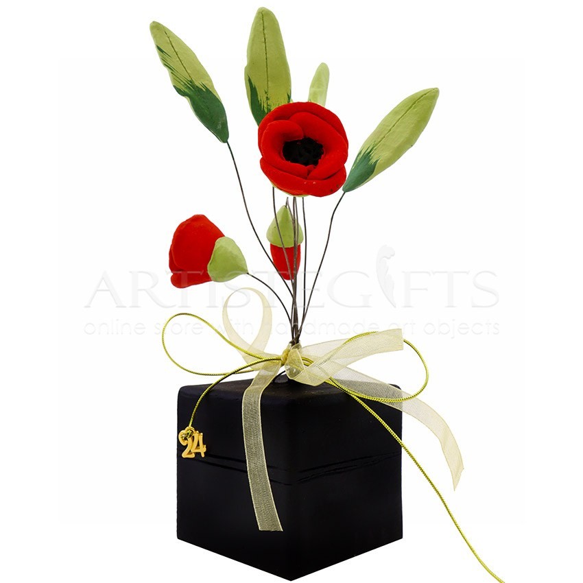Μπουκέτο Με Δύο Κόκκινα Λουλούδια, Μπουμπούκι και 24