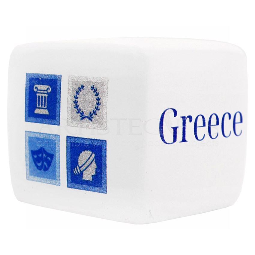 Κύβος Με Λέξη Φιλότιμο και Ιστορικά Ελληνικά Σύμβολα